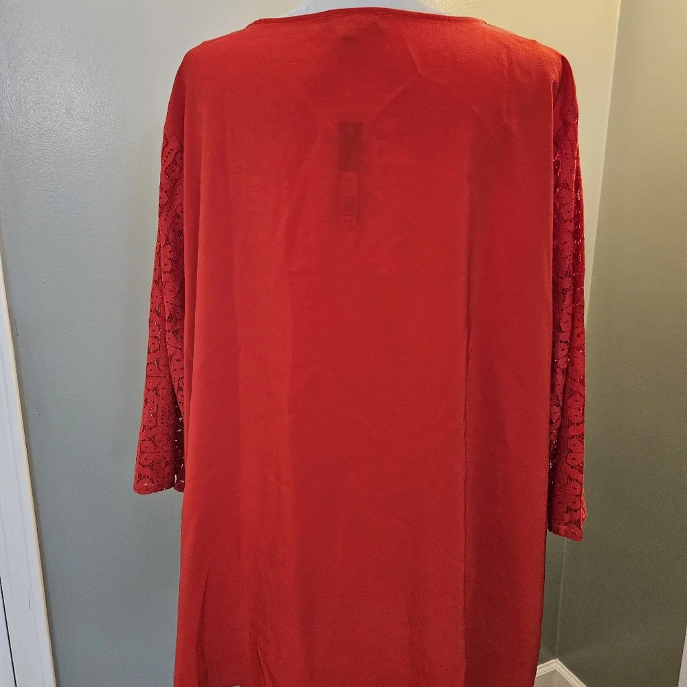 The Limited Red Lace Sleeve Blouse Women's Size 2x New With Tags - Picture 12 of 14